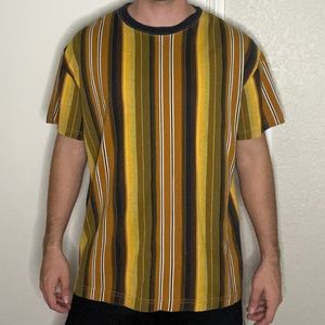 Urban Outfitters Men’s Yellow Small Shirt - Multi Color Stripes - Loose Fit